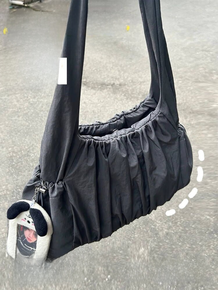 大容量ナイロントートバッグ女性のシングルショルダーファッショントレンドカジュアルショッピングバッグソフトハンドル春夏秋冬