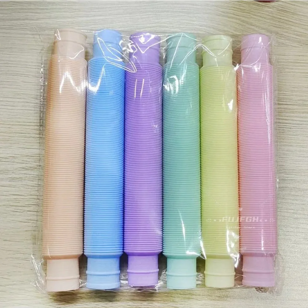 6 ชิ้น/แพ็ค Pop หลอด Sensory ของเล่น Fidget Pop Tube ความเครียดบรรเทา Decompression ของเล่นนิ้วมือ Telescopic Tube สําหรับเด็กวัยรุ่นของขวัญ