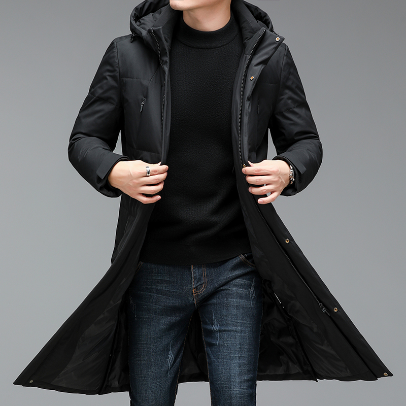 2024 winter lange stijl mannen 90% Witte Eendendons jas warme Donsjacks hoed afneembare mode Mannen dikker Jas maat M-5XL