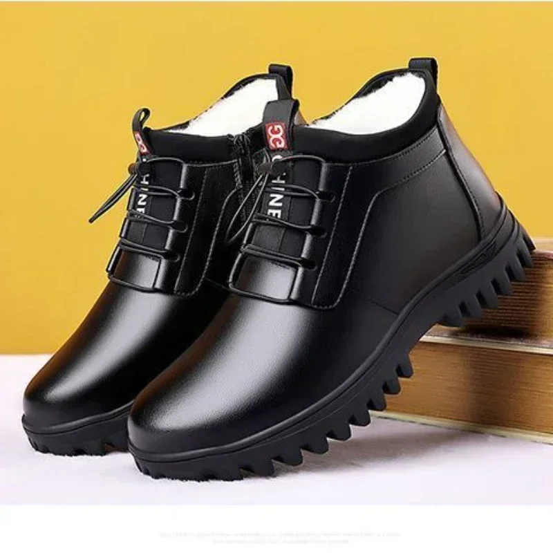 Männer Winter Leder Schuhe Neue Mode Plüsch Warme Bequeme Anti Slip Business Baumwolle Schuhe Outdoor Casual Schnee Stiefel Urlaub