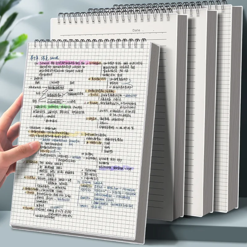 Caderno espiral de bobina de livro A4 A5 B5 120 folhas 240 páginas grade notebook capa PP