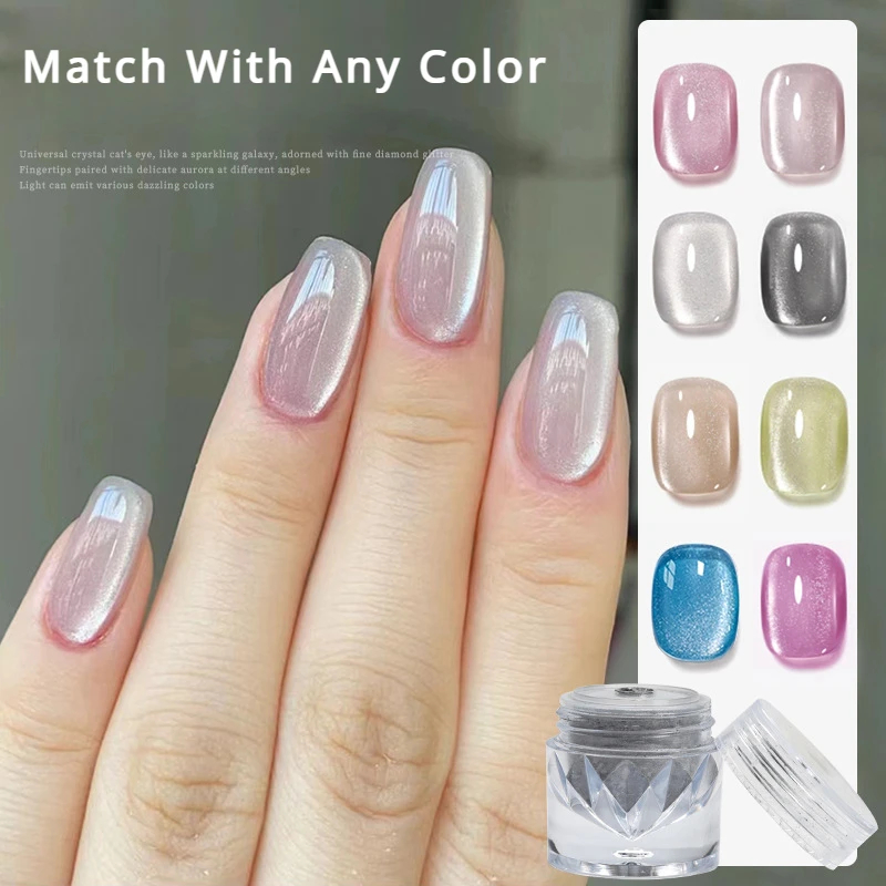 อัพเกรดกํามะหยี่ Cat Eye Magnetic Powder Porcelain สีขาว 9D ผลการจับคู่สี DIY ตกแต่งเล็บ Chrome Pigment