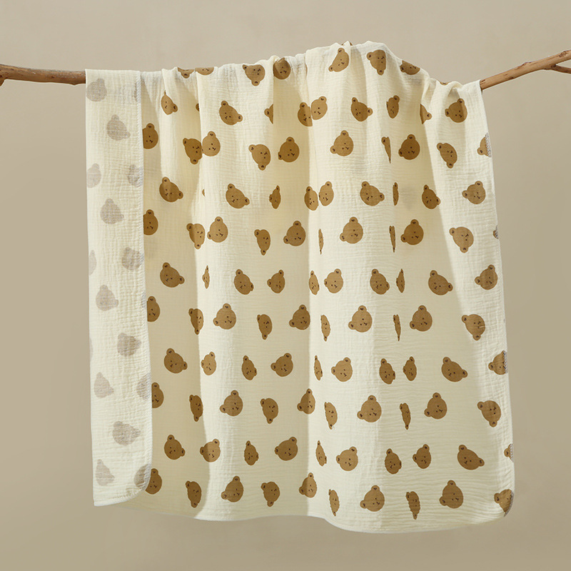 Vier Seizoenen Neutrale Crêpe Wrap Swaddle Deken Puur Katoenen Materiaal Zacht Huidvriendelijk Bedrukken En Multifunctioneel Gebruik