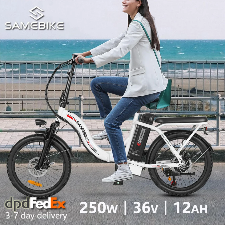 Rower elektryczny składany Samebike CY20 dla dorosłych, miejski ebike z wyjmowaną baterią 36V 12Ah