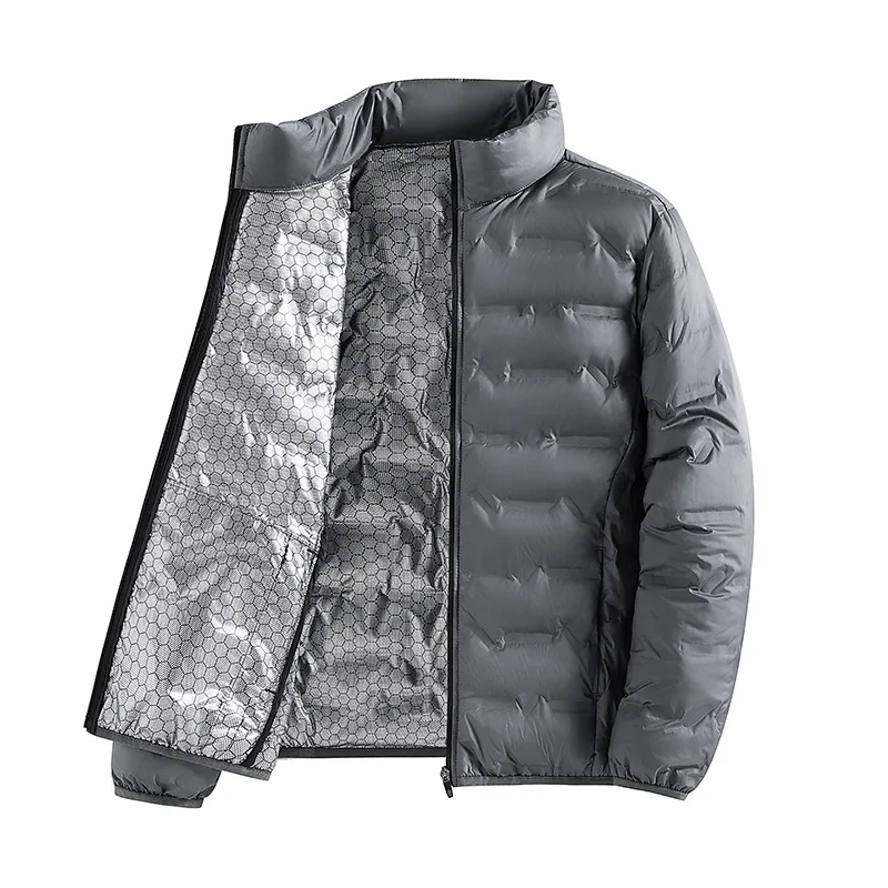 Männer Einfarbig Stehkragen Lange Sleeve Zipper Casual Trendy Gans Unten Mäntel Winter Neue Mode Männlichen Einfache Grundlegende Cothes top
