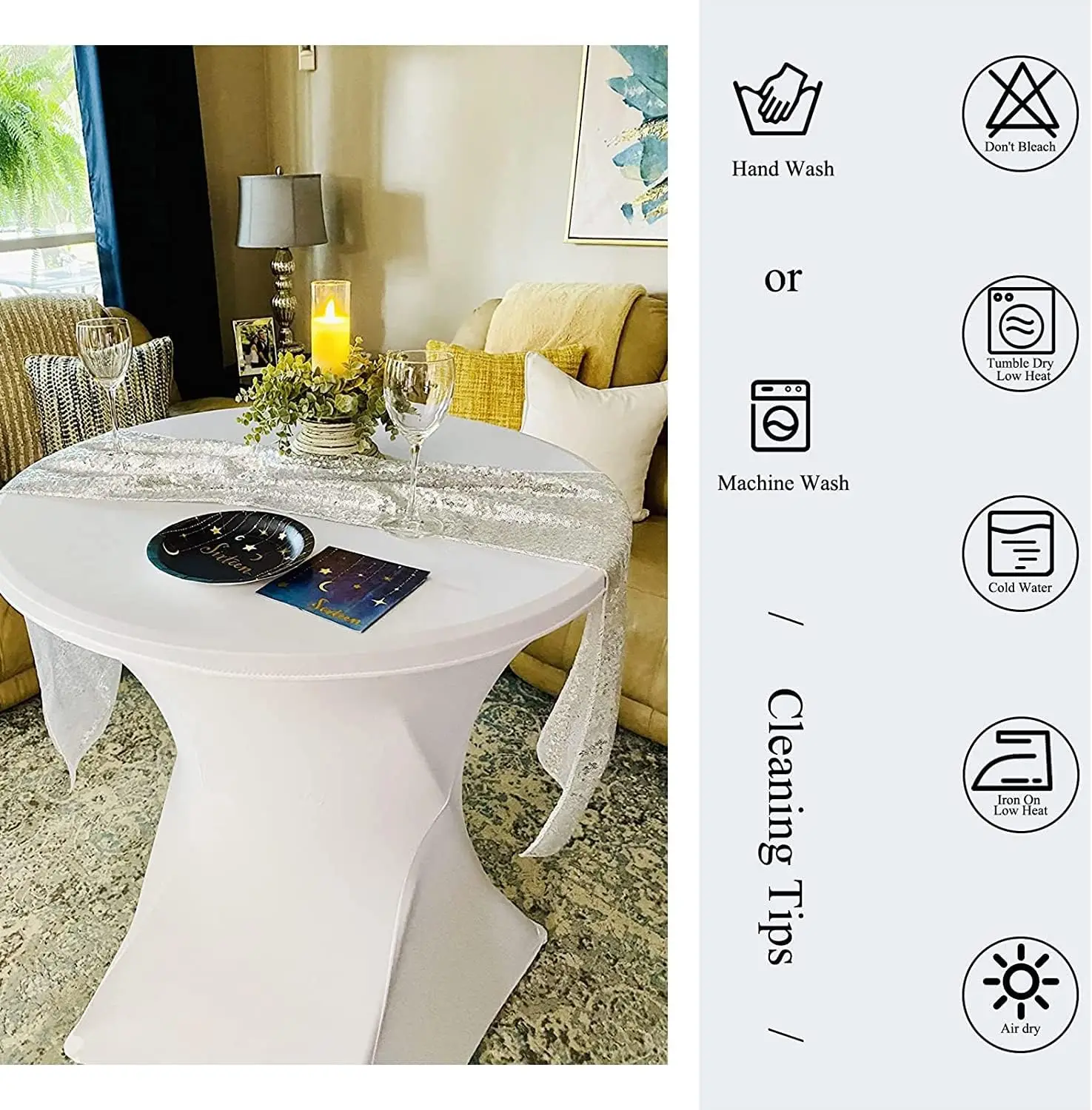 6 Stück stehtisch hussen stehtische Spandex Stretch Tischdecke 80 cm, for Bistrotisch Ø 80-85 cm, For Round Tisch Hochzeit Gebur