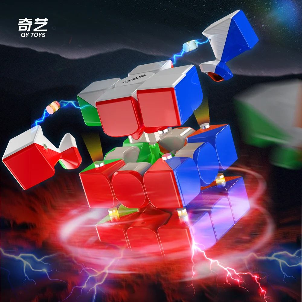 NEW Qiyi Warrior M UV 3X3 Magnetic Magic Speed Cube Stickerless Fidget Toys  Qiyi Warrior UV Cubo Magico Puzzle