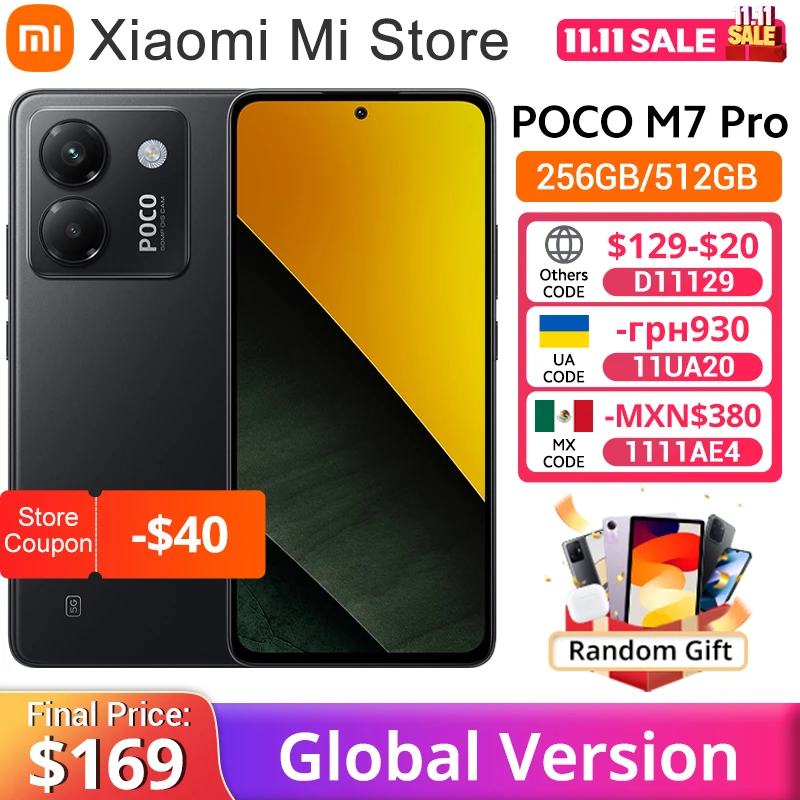 POCO M7 Pro 5G Global Version 8/12GB 256GB Dimensity 7025-Ultra 120Hz FHD+ Eye-care AMOLED Display 50MP camera