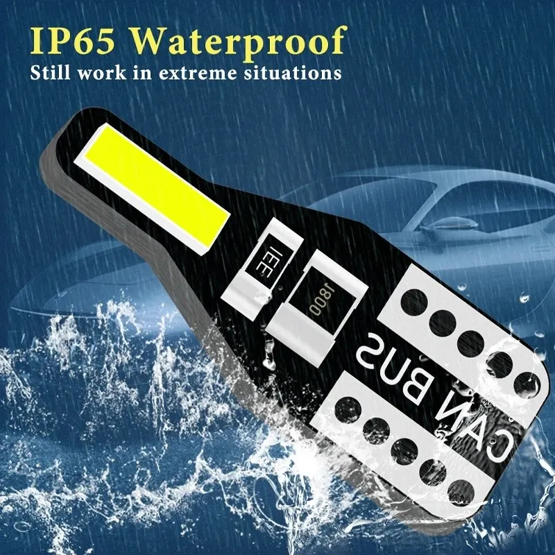 10 pçs t10 w5w led canbus lâmpada 194 168 7020 cob 2smd luzes interiores do carro lâmpada de leitura lâmpada cunha branco livre erros