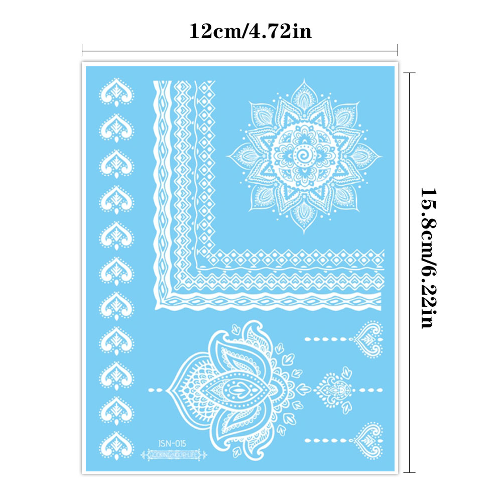 Blue Luminous Glow Hand Henna กันน้ําชั่วคราว Tattoo สติก