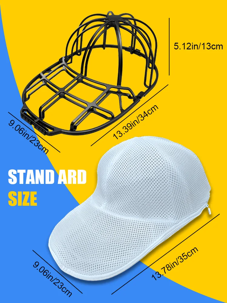 Set da 2 pezzi/set per lavare i cappelli, berretto da baseball a becco d'anatra, lavaggio e asciugatura solare integrato, cremagliera protettiva per lavaggio in lavatrice non deformata