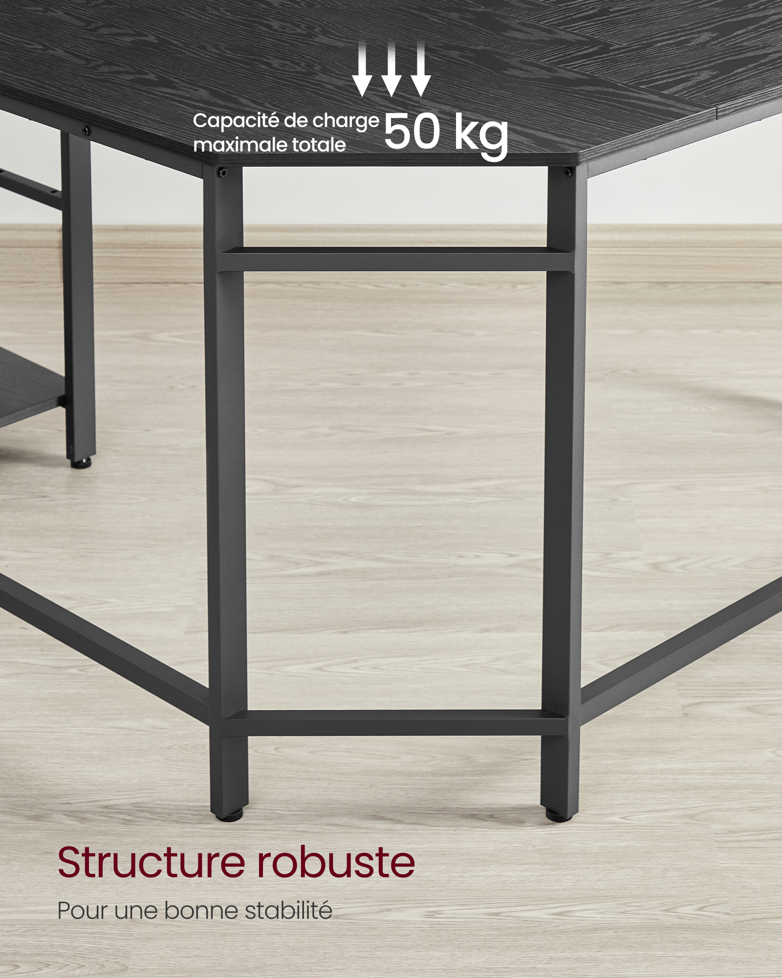 VASAGLE Bureau avec Rangement, Bureau d'angle en L, Poste de Travail avec Étagères, Table, pour Télétravail, Gain de Place, Facile à Assembler, Industriel