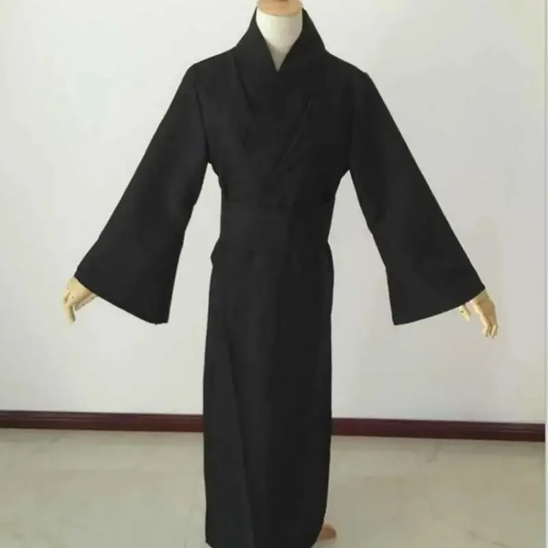 Männer klassische schwarze Kimono Robe Samurai Kleidung traditionelle japanische Cosplay Yukata Home Pyjamas Bademantel