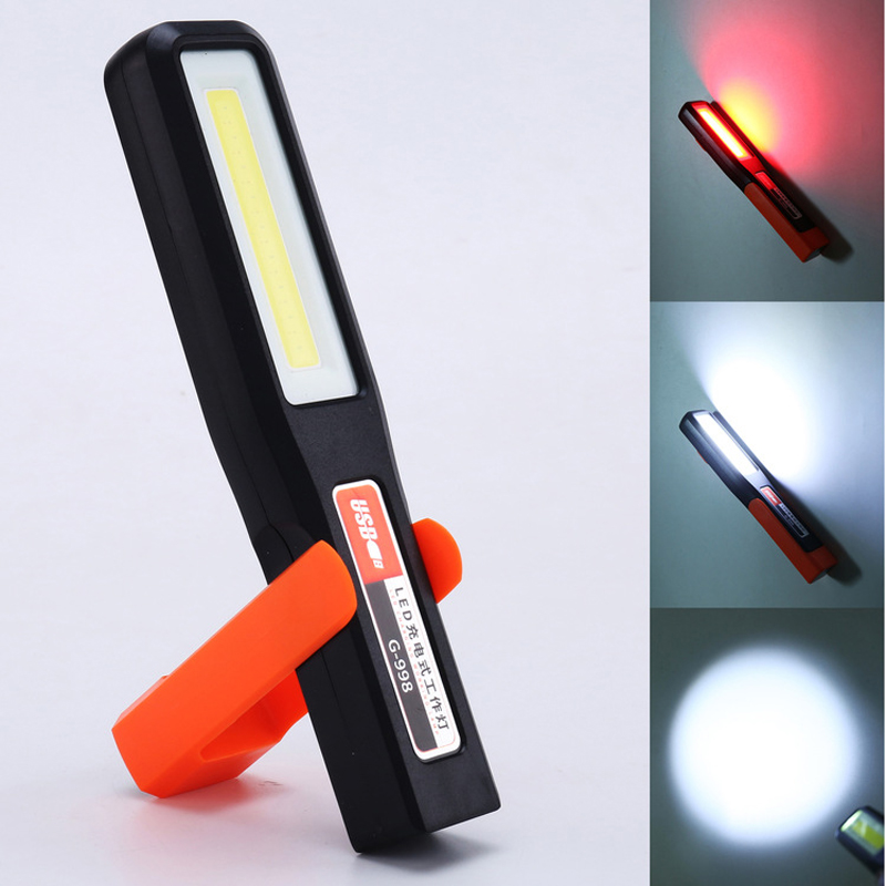 Poderoso COB LED Luz De Trabalho Carro Garagem Mecânico Lâmpada USB Lanterna Recarregável Tocha Magnética Luz De Emergência Luz De Advertência