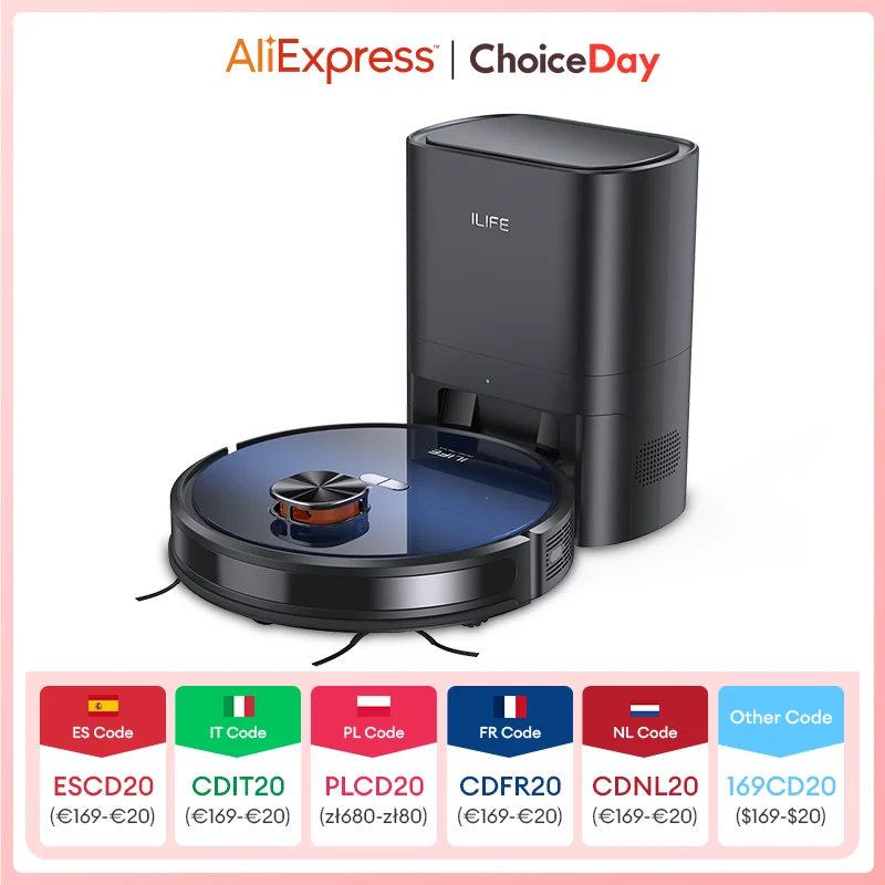 Robot aspirador ILIFE T10s LDS, estación de vacío automática durante 60 días, bolsa grande para polvo de 2,5 L, Control remoto por aplicación, succión de 3000 Pa