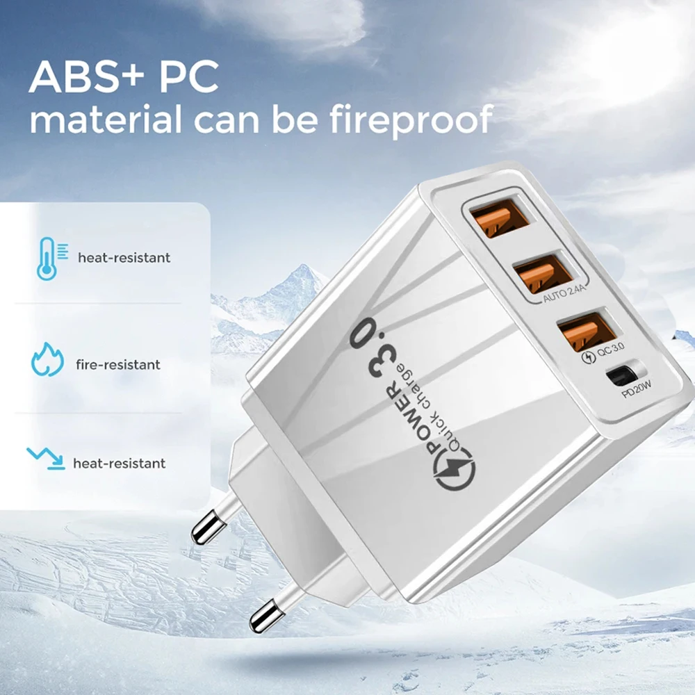 48 ワット USB 充電器 QC 3.0 タイプ C PD 高速充電 iPhone 12 13 最大サムスン S21 Huawei 社 Xiaomi 携帯電話 EU/米国プラグ壁の充電器