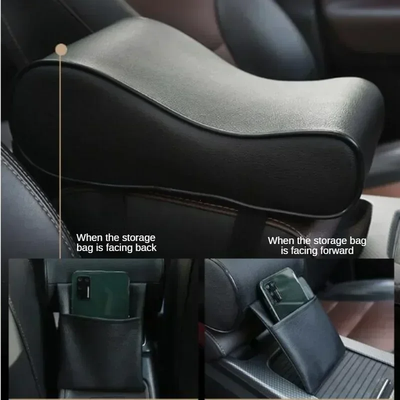 Apoio de braço central de carro de couro almofada macia preto console central do carro braço resto caixa de assento tapete almofada capa protetora do veículo