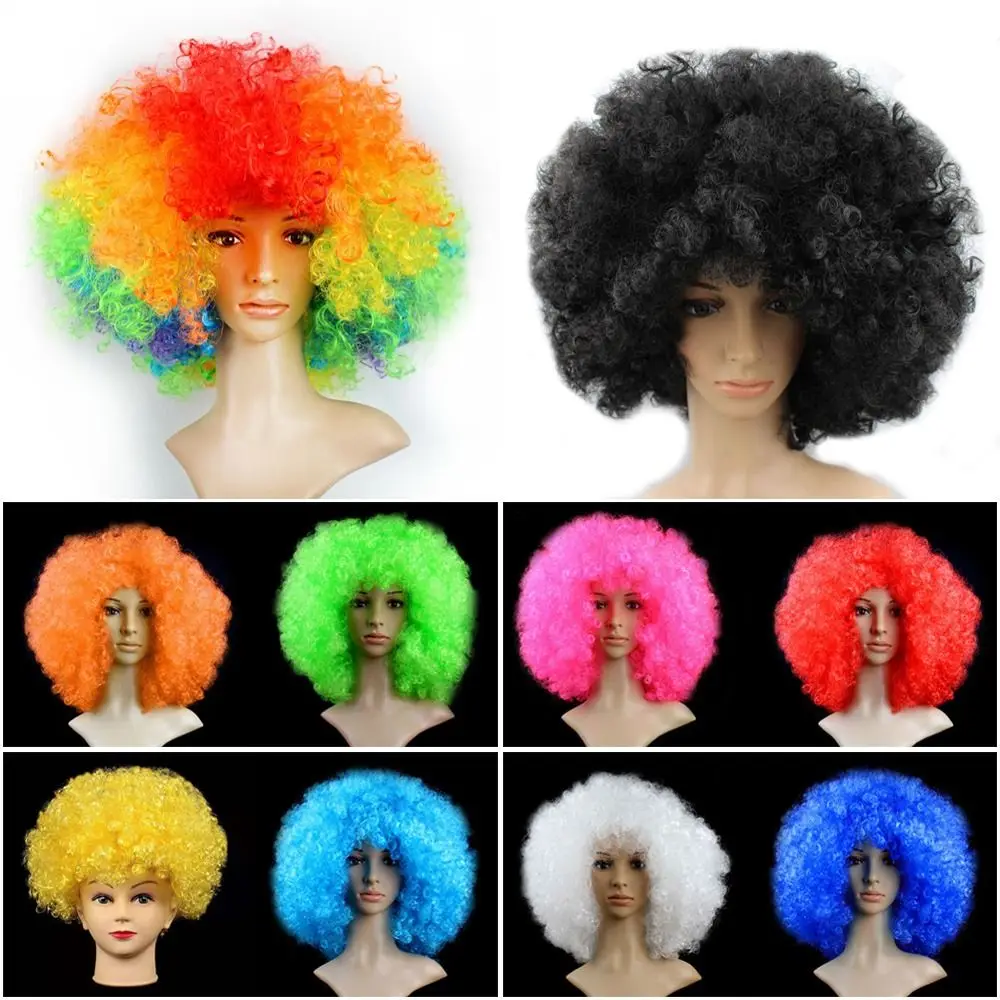 Unisex Erwachsene verschiedene farbige Regenbogen Zirkus lockige schwarze Afro lockige Perücke Erwachsene Kostüm Disco