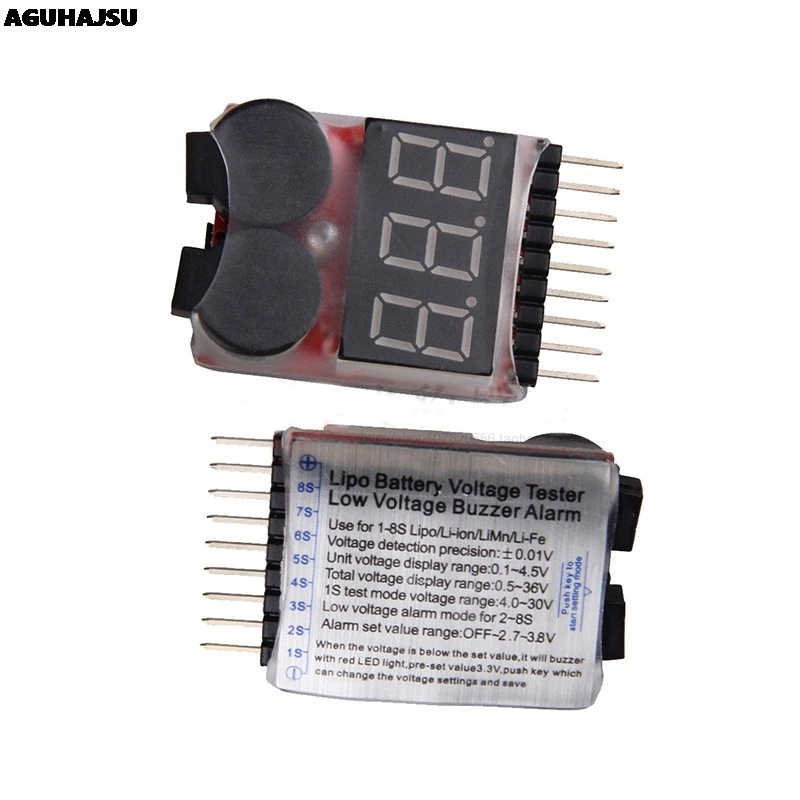 1pcs 1-8S LED Alarme de campainha de baixa tensão Lipo Indicador de tensão Verificador