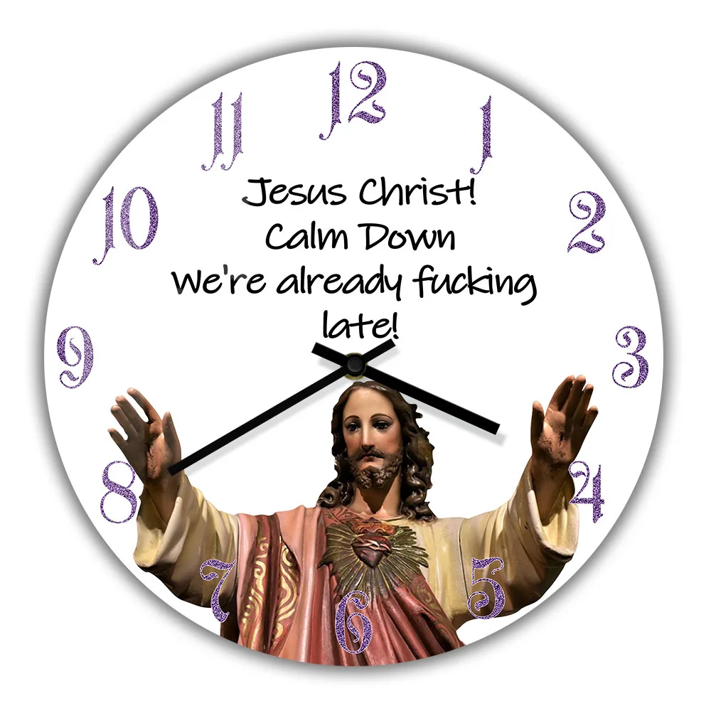 Jam Dinding Yesus Kristus Tenang untuk Ruang Tamu Jam Kristen Swedia Lucu Terlambat Dekorasi Rumah Jam Tangan Hadiah Religius