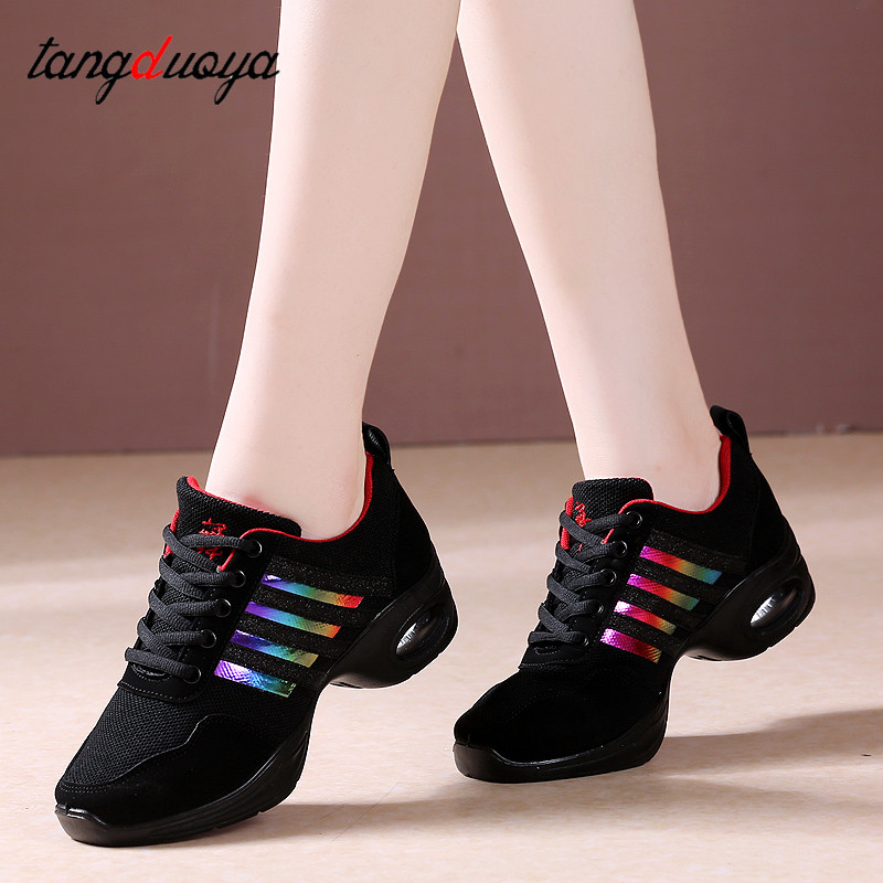Zapatillas de baile para mujer, zapatos de jazz de malla, suela exterior moderna, zapatillas de baile, zapatos deportivos ligeros y transpirables para mujer