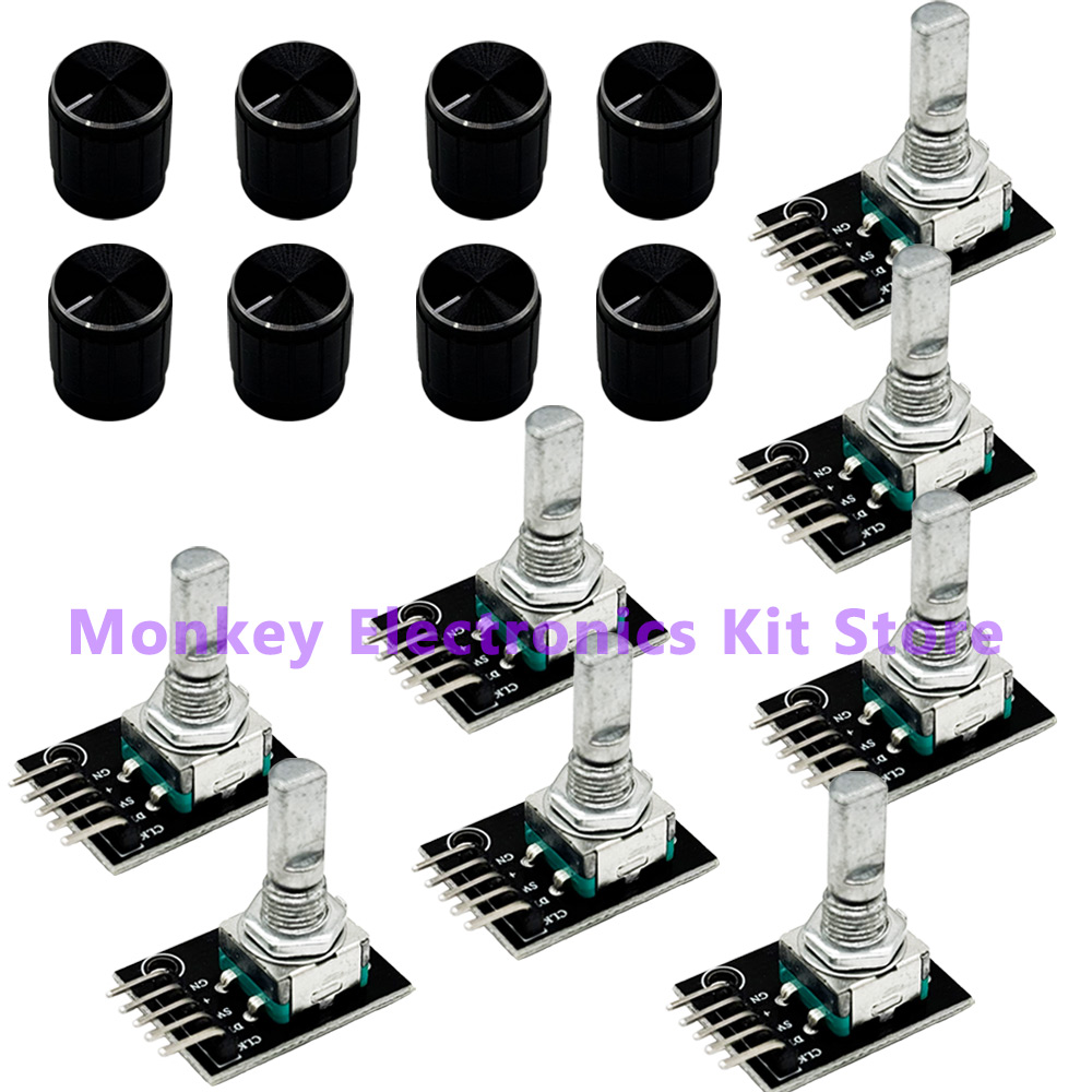 1 a 8 peças KY-040 módulo codificador rotativo de 360 graus com tampa de botão 5v módulo de placa de desenvolvimento de interruptor de sensor de tijolo para arduino