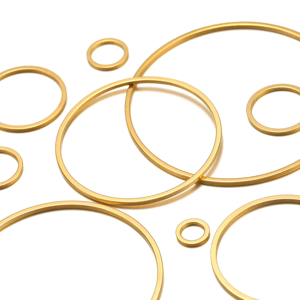 20 piezas biseles planos de acero inoxidable, círculos colgantes huecos, pendientes, anillos, aros de alambre, colgante para collar DIY, fabricación de joyas