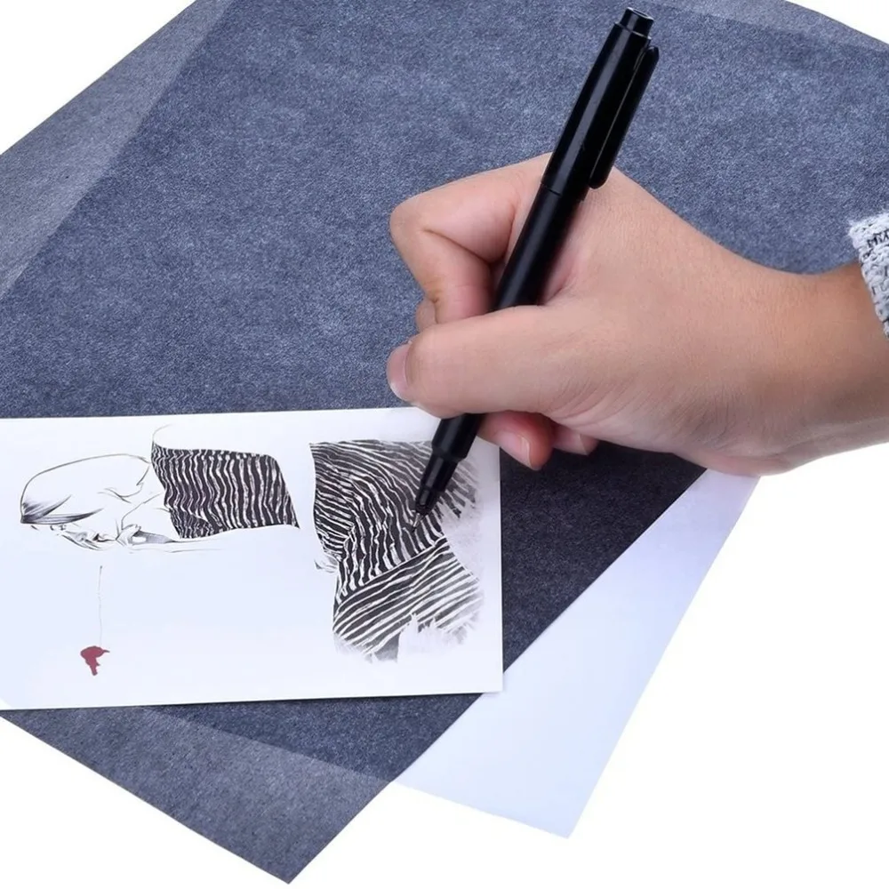 Tracing Paper Carbonless Copy Paper Graphite Reusable Carbon Paper Reusable Black Blue One-side Drawing