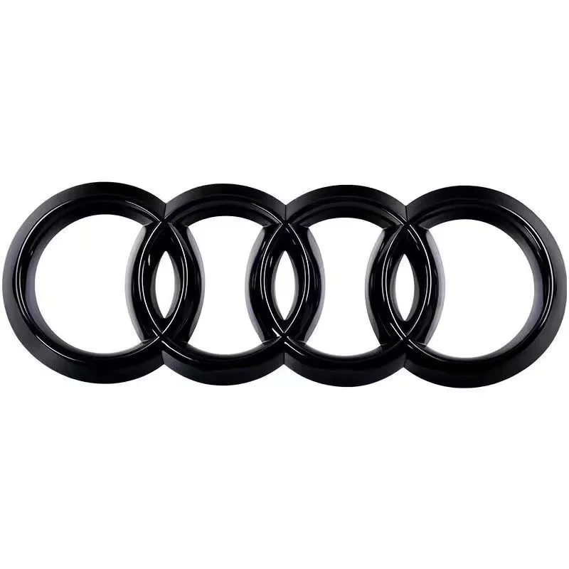 Audi Black/Silver 4 Ring ABS Car Hood Front Bonnet Grill Rear Trunk Emblem Logo Badge Sticker For A3 A4 A5 A6 A7 Q2 Q3 Q5 Q8 TT