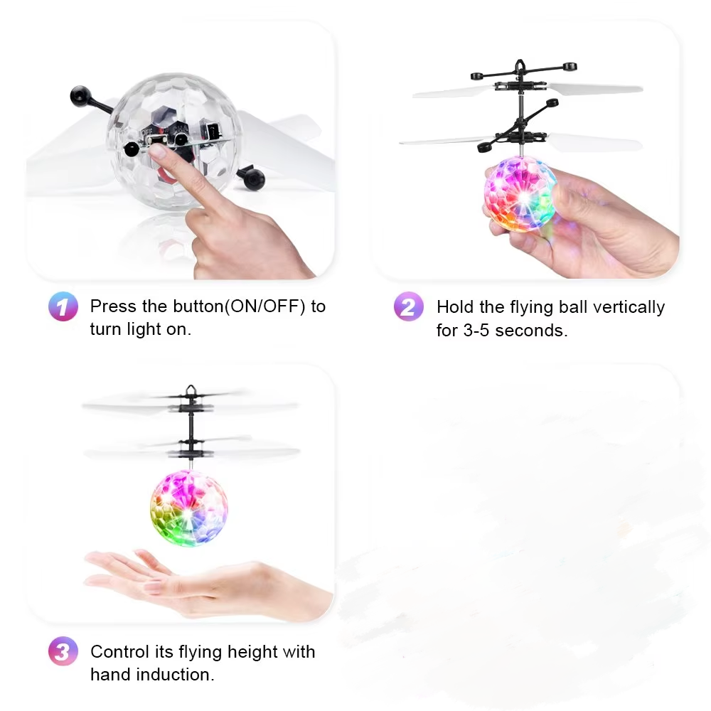 Bola de cristal com suspensão de luz led, indução infravermelha, controle de gestos rc, brinquedos brilhantes coloridos, presente exclusivo para crianças jm888