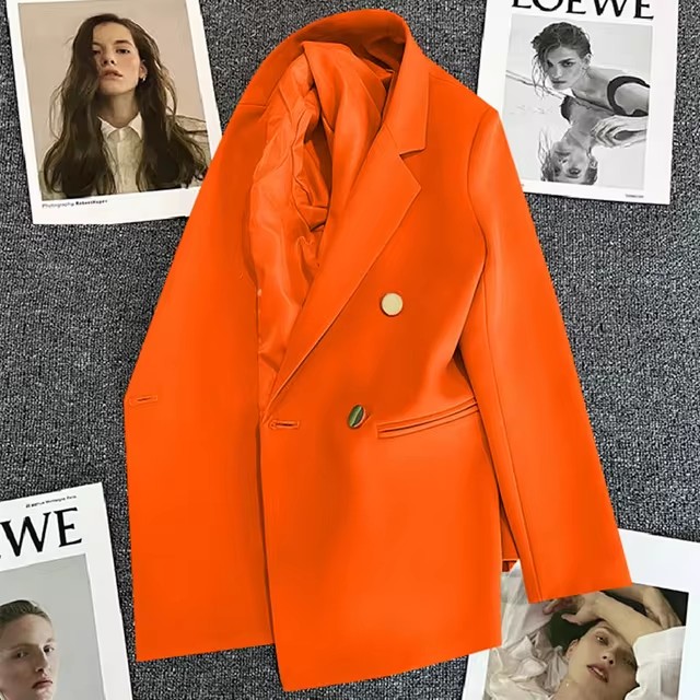 Office Lady Elegante Double Breasted Blazer Dameskleding 2025, Herfst Lange Mouw Slanke Pak Jassen Casual Chic Tops Vrouwelijke Jas