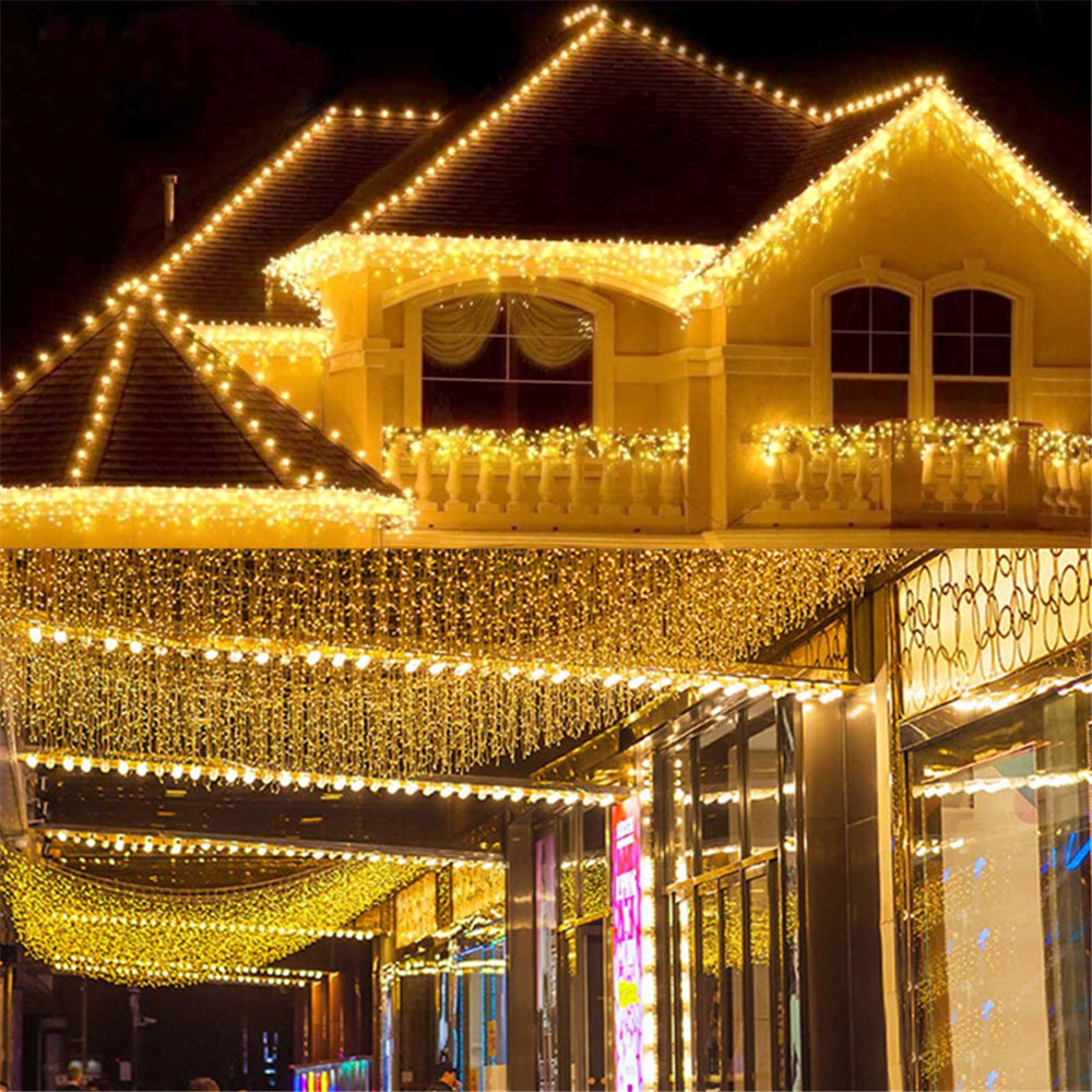LED String Lights Waterfall Curtain Light String 5M Droop 0.4-0.6m Christmas Fairy Lights Outdoor Party Garden Eaves Decoration