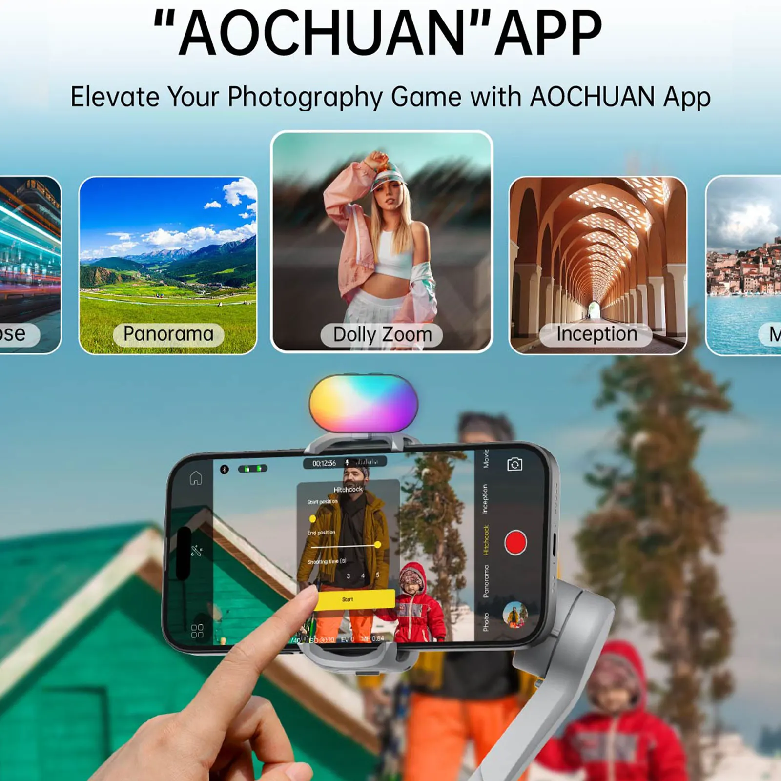 AOCHUAN Smart XPro 3 Axis Smartphone Gimbal Stabilizer For iphone And android Phone Stable shooting with RGB video fill light