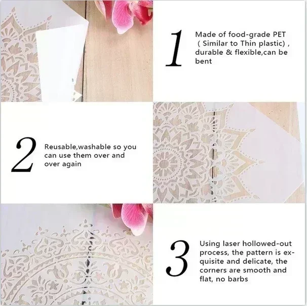 30 * 30cm DIY stencil painting template retro flower pattern model wax paper tile wall floor furniture decorative mold mandala