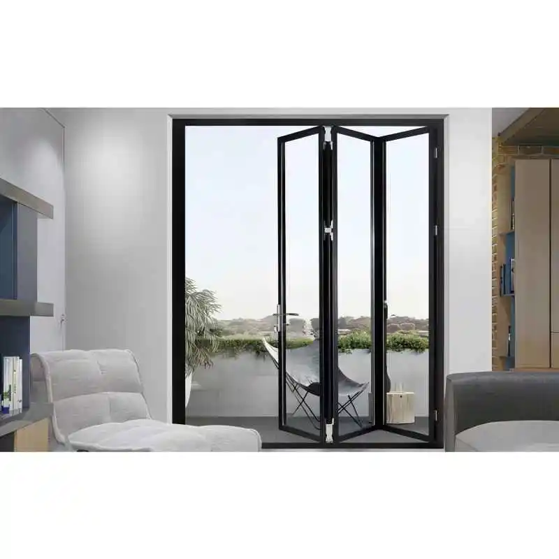 Porte pieghevoli in alluminio Porta pieghevole Porte d'ingresso esterne Porte d'ingresso per la casa Doppia porta scorrevole personalizzata