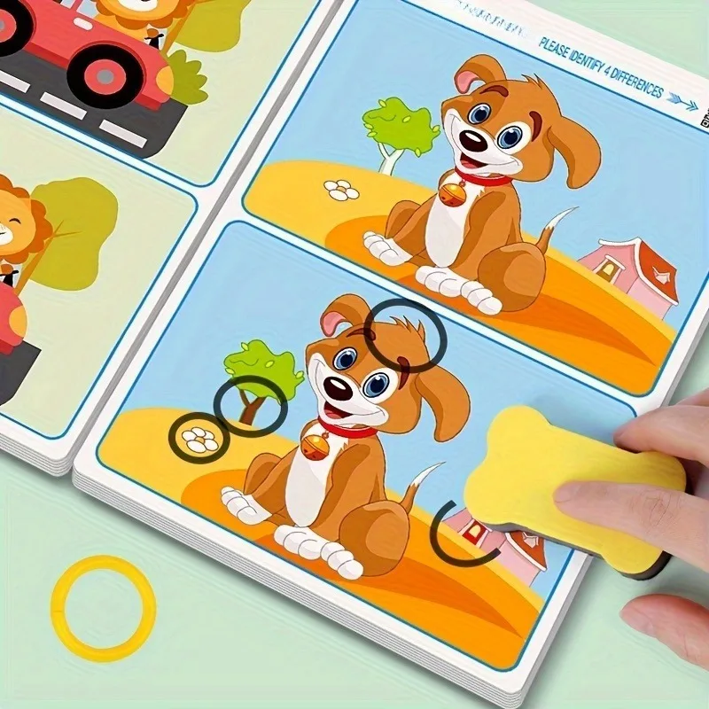 Training Cards Featuring 'Find The Difference' Drawings - Designed for Educational Attention Training Includes Erasable Cards