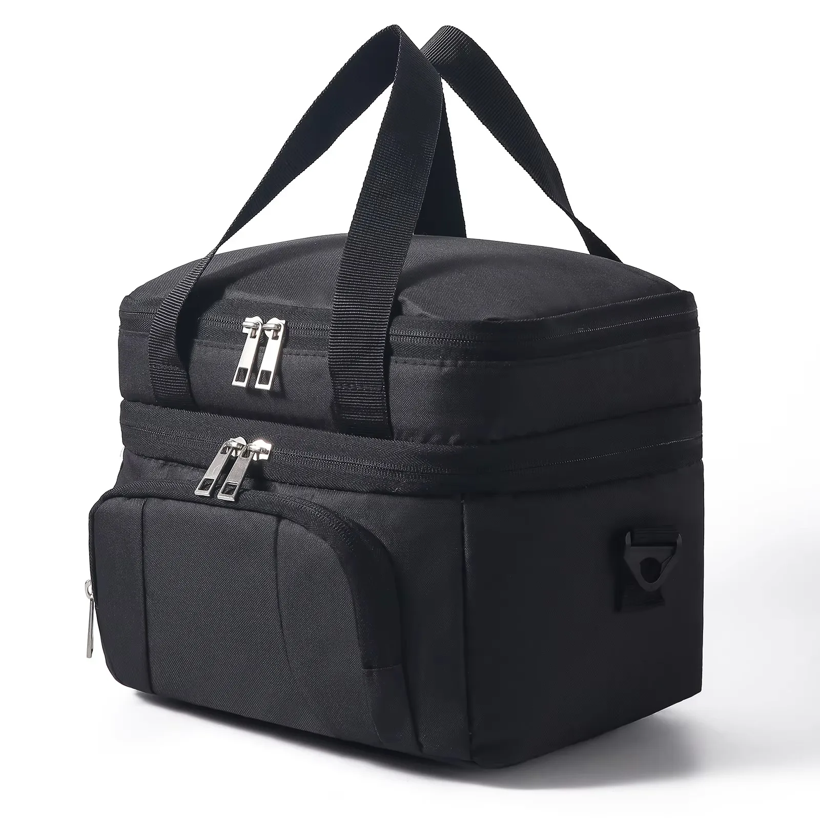 Bolsa de almuerzo con doble aislamiento, fiambrera térmica portátil de capa, bolsa aislante térmica impermeable para Picnic con correa ajustable