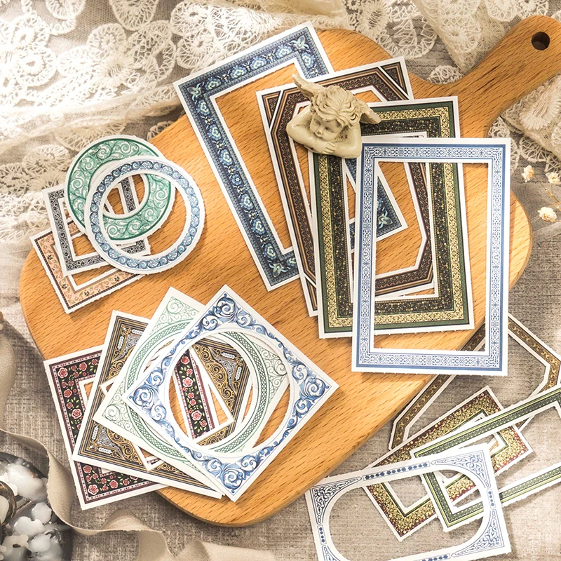 Yoofun 30Sheets Baroque Window Decorative Material Paper Collage Borders Background Paper Scrapbooking Diary Frame Label Planner