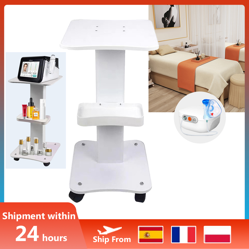 Soporte de salón de belleza para almacenamiento de SPA, carrito rodante, equipo, soporte para máquina, organizador de 3 niveles, 3,5 KG con mango de empuje