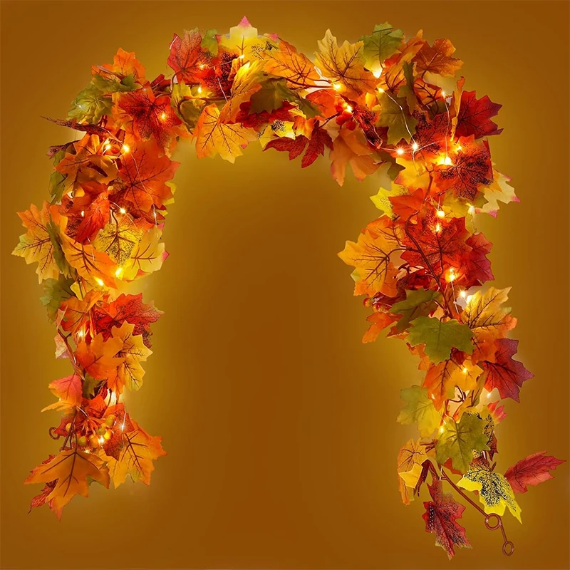 Künstliche Ahornblatt-Ranken aus Seide, Herbstlaub-Girlande für Zuhause, Hochzeit, Party, Dekoration, zum Aufhängen, einfach zu installierende DIY-Basteldekorationen