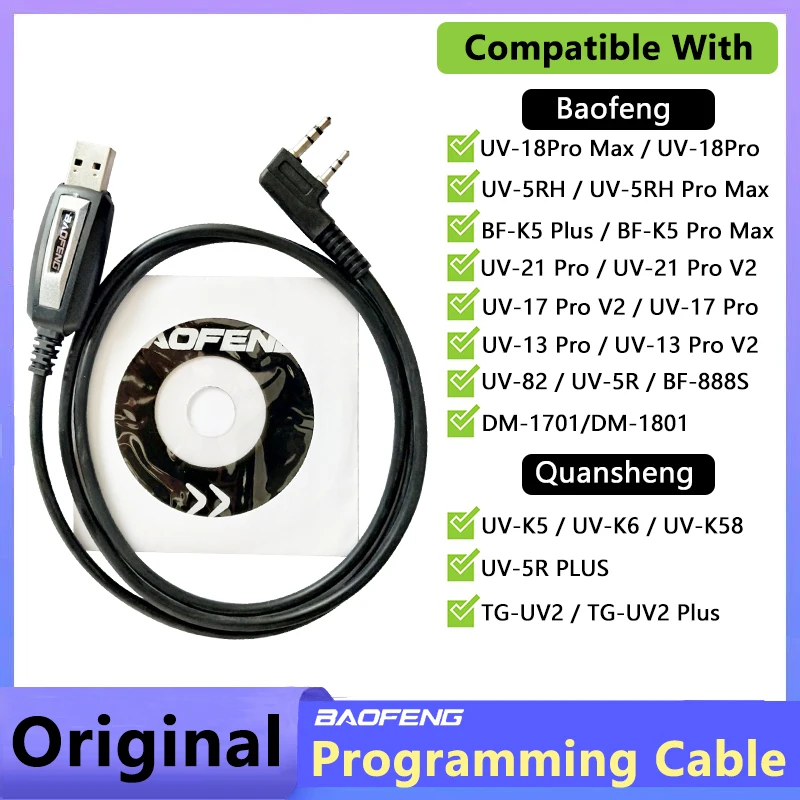 Cavo di programmazione USB per Baofeng UV-18 Pro Max UV-5RH Pro Max UV-17 Quansheng UV K5 UV K6 UV 5R Plus Walkie Talkie Accessori