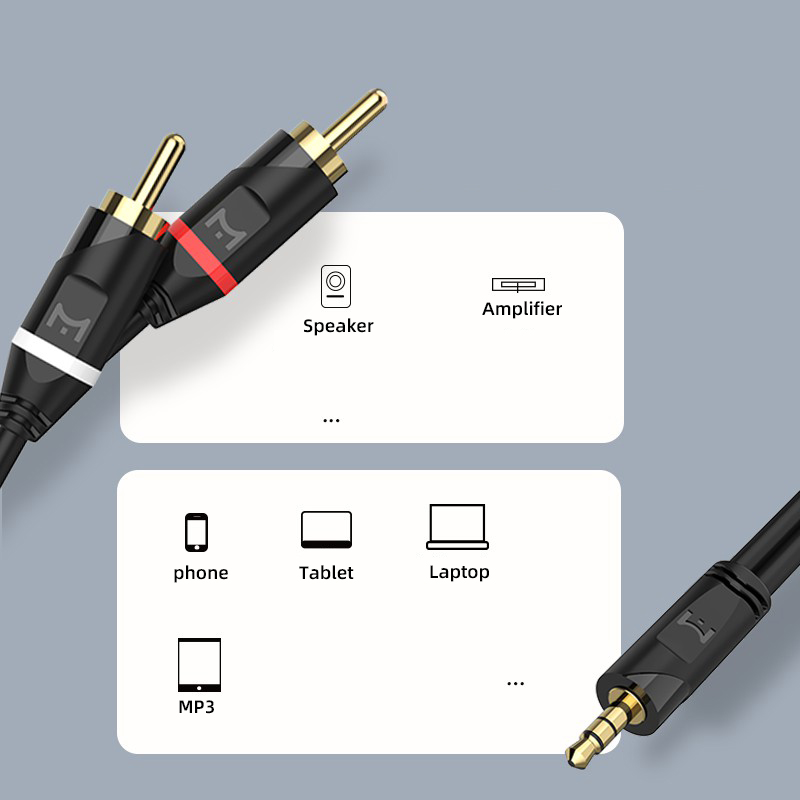 Goldpo RCA 오디오 케이블 스테레오 3.5mm ~ 2RCA 케이블 남성-여성 AUX RCA 잭 Y 분배기 앰프 오디오 홈 시어터 와이어