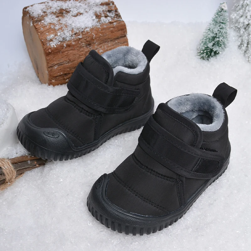 Alta qualidade durável crianças ao ar livre antiderrapante impermeável macio pelúcia inverno neve botas curtas e8218