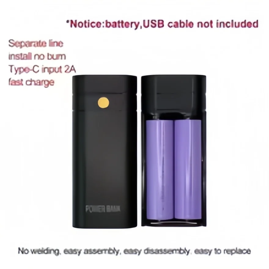5v 2a 6000mah 2x 18650 usb tipo-c caso carregador de bateria diy caixa de banco de potência para carregamento eletrônico do telefone não incluindo baterias