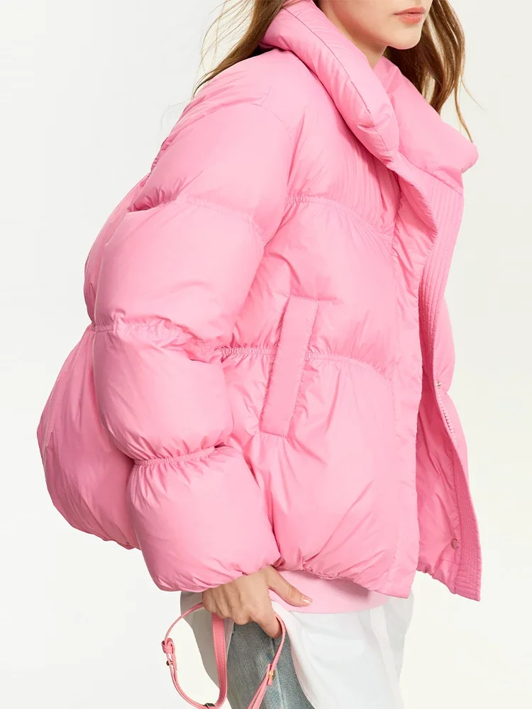Amii minimalista jaqueta de inverno feminina com zíper botão quente casacos curtos 2025 inverno nova jaqueta feminina sólida 12344053