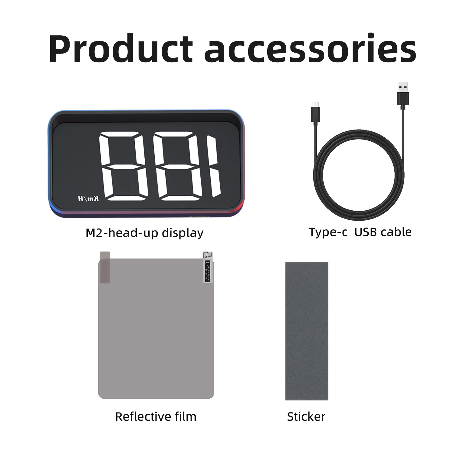 M2 Head Up Display Snelheidsmeter KMH/MPH Auto Universele GPS HUD USB-kabel Plug & Play GPS & Beidou Dual Satellietsysteem