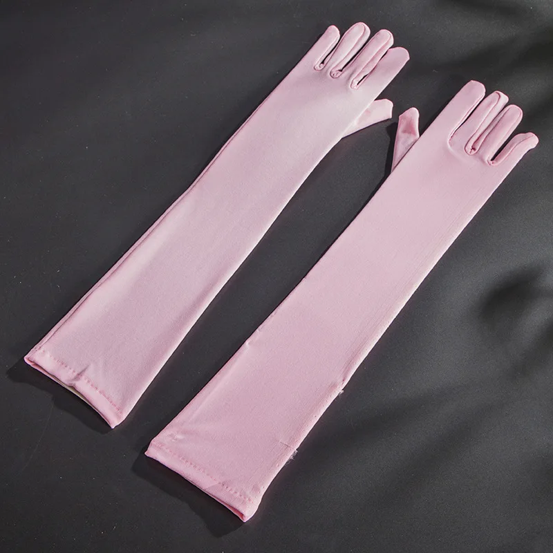 ผู้หญิงยาวSpandex Multicolor Solid Retro Cosplay Stage PerformanceยืดสูงBreathableถุงมือไดรฟ์ขี่จักรยาน
