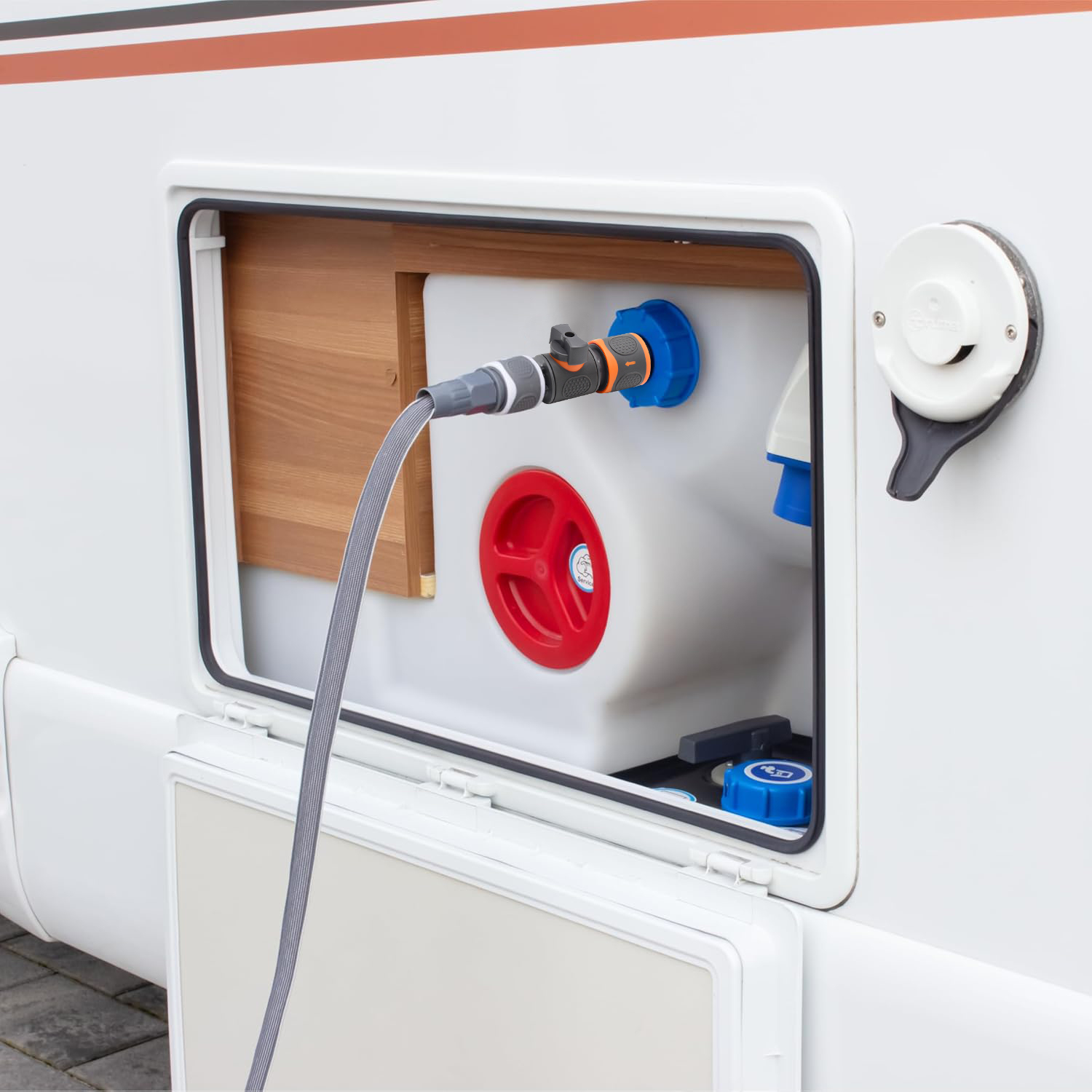 Wassertank-Abfülladapter, Ventil, Wohnmobil, Wohnwagen, Wasseraanschluss, Zubehör, Fülladapter mit Schnellkupplung