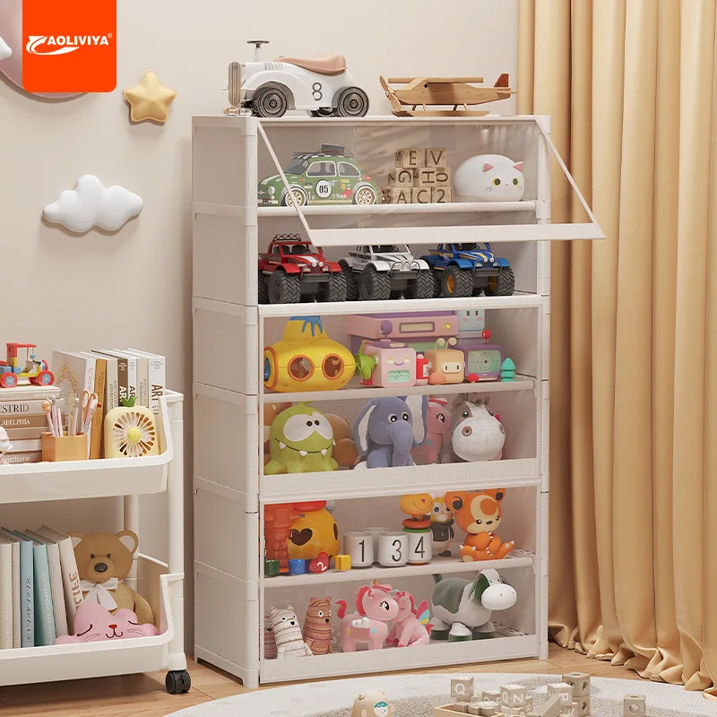 AOLIVIYA Children's Toy Storage Rack Floor-to-ceiling Household Baby Products Dust Storage Cabinet Baby Shelf Multi-layer Organi