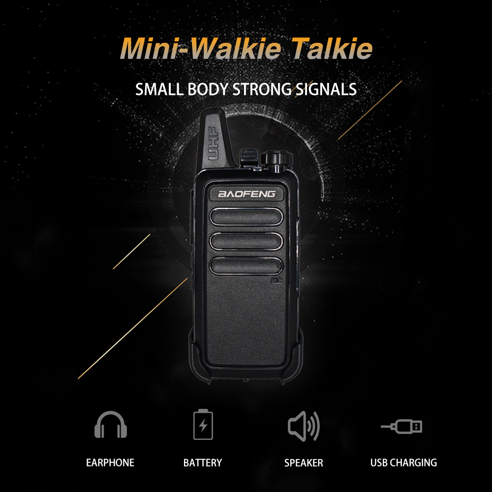 Baofeng Mini Walkie-Talkie Uhf Band Outdoor Portable Two Way Radio Handheld Walkie Talkie USB Charging For Hunting Walking